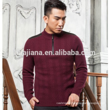 Mock neck style men's 100% cashmere knitting sweater